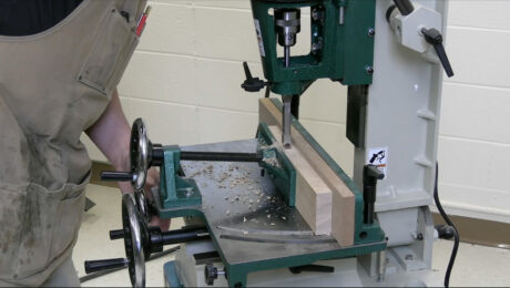 Mike Pekovich works with a hollow chisel mortiser.