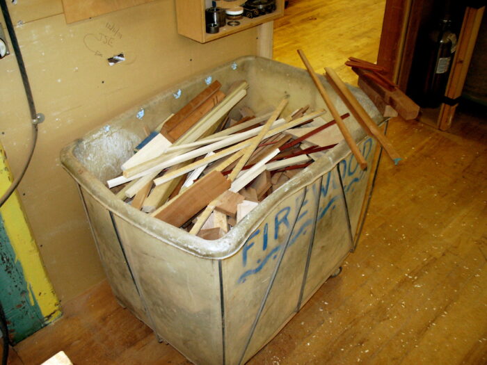 Firewood bin at the old Powderhouse Woodworking 