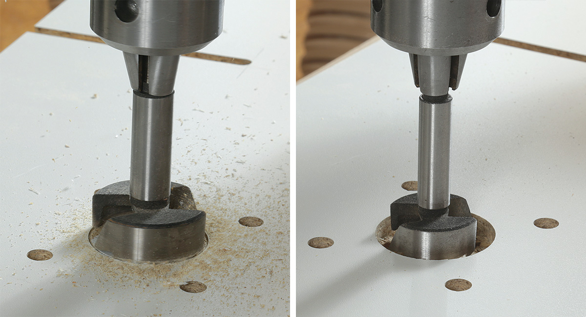 drilling a stepped hole for router bits
