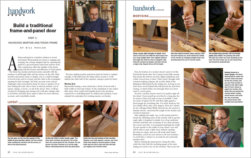 Build a frame-and-panel door with hand tools spread