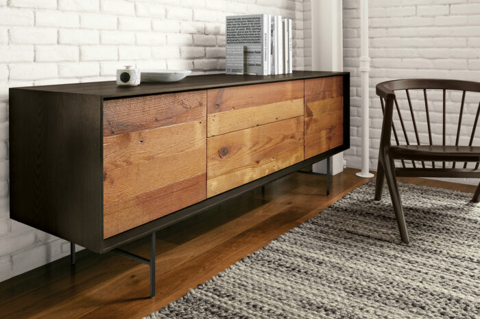 McKean Media Cabinets made from reclaimed urban lumber, by Room & Board 