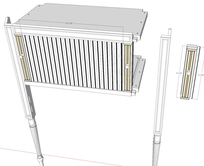 A 19th century Seymour sliding door bedside table design in SketchUp