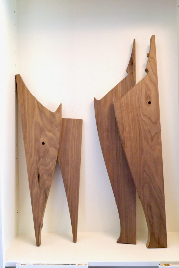 Wing-like, broad and long walnut scraps