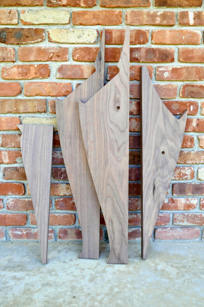 Wing-like, broad and long walnut scraps