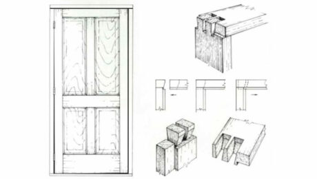 A drawn diagram showing how to hang a door