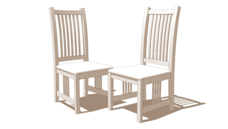 A SketchUp design of a dining chair with curved back spindles