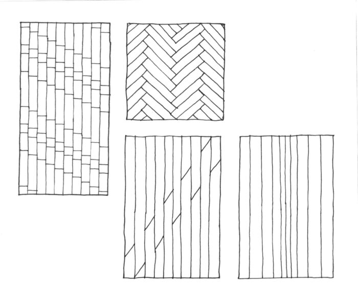 Drawings of structural wooden quilts