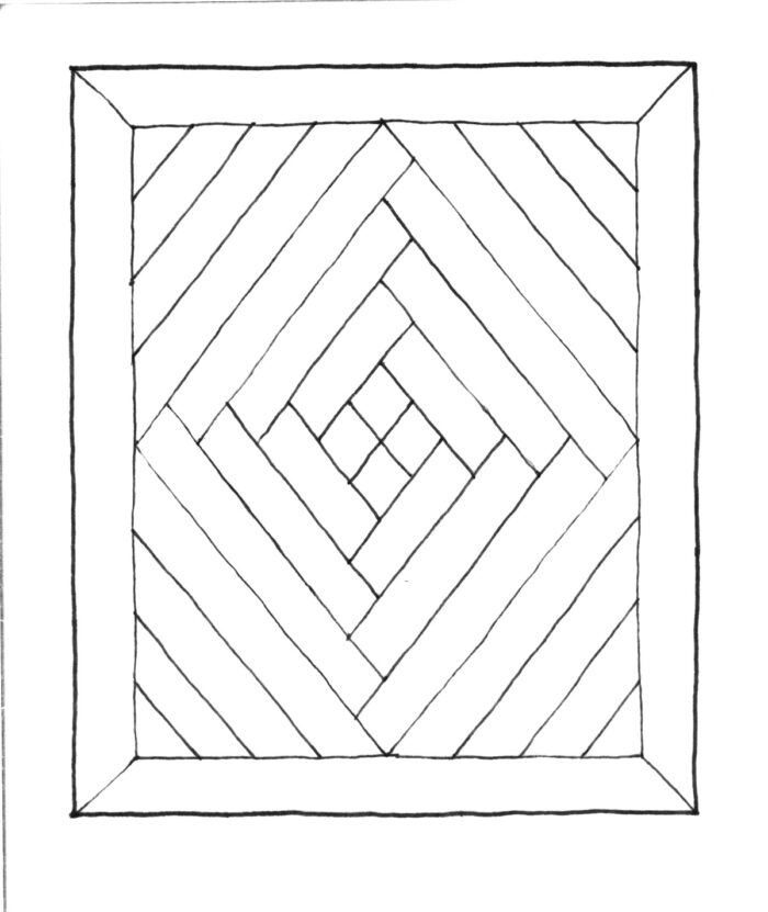 A drawing of a structural wooden quilt