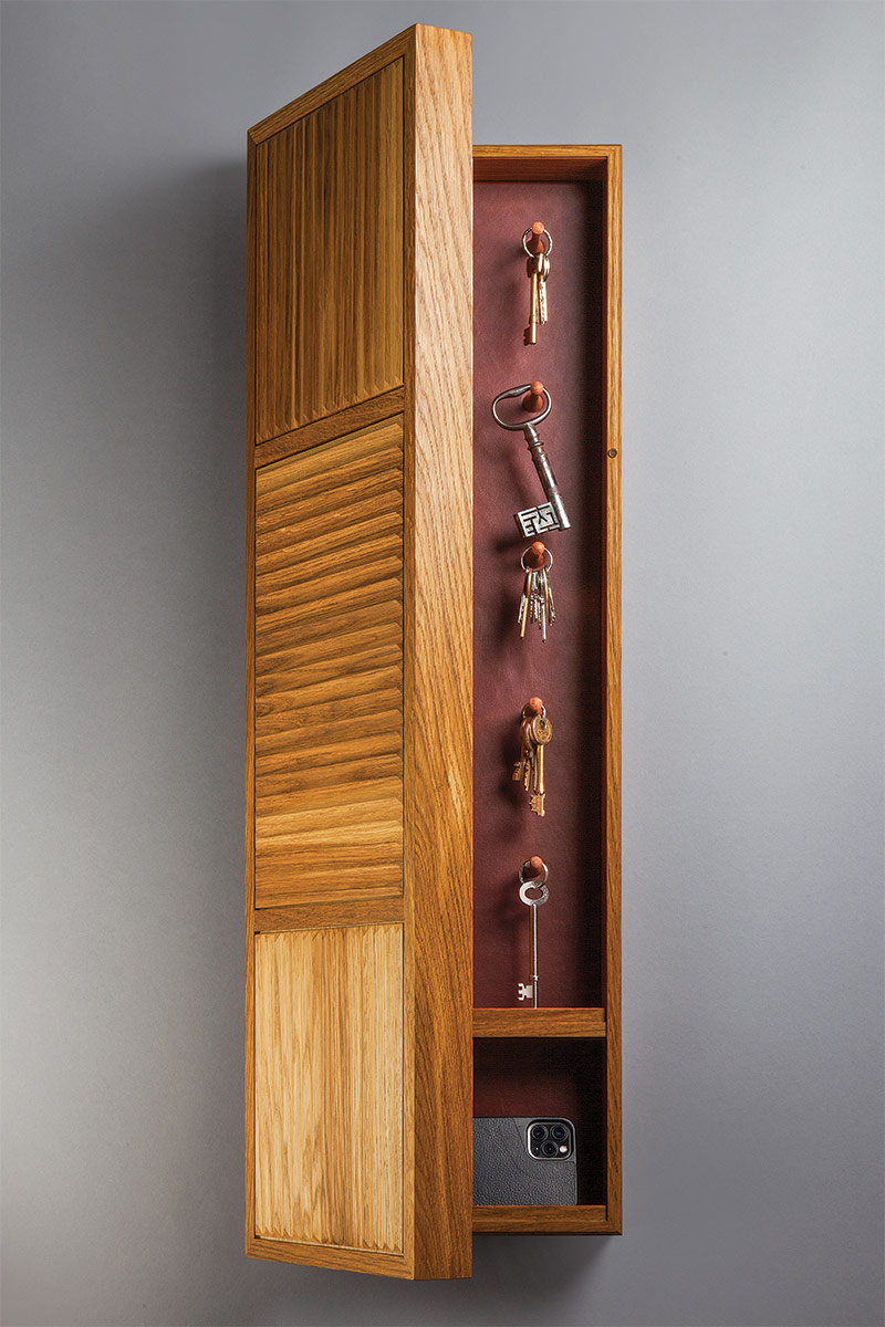 quartersawn oak entry cabinet