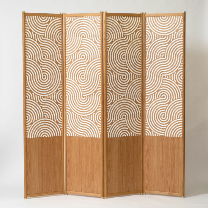 white oak and white lacquer standing screen