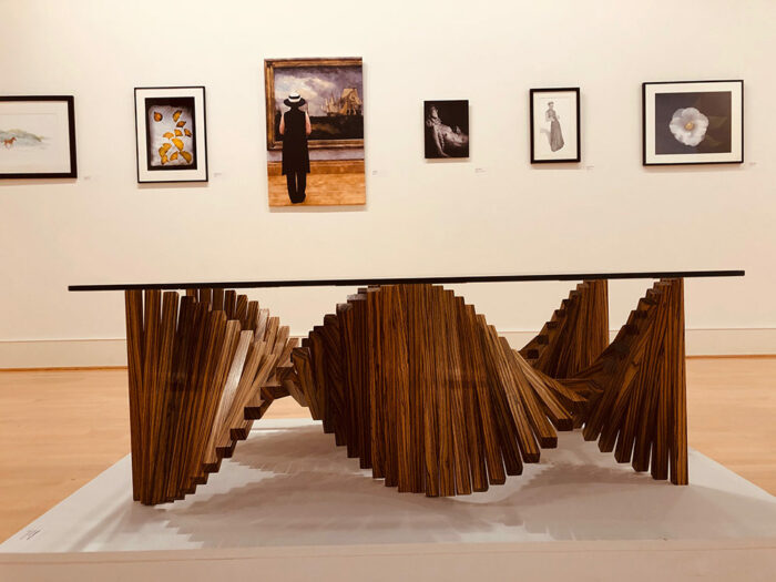 A front view of Abraham Tesser's Helix Table