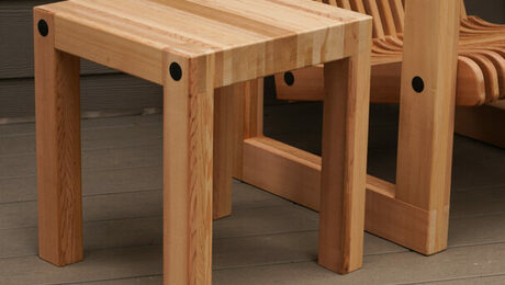 Outdoor table with butcher-block style