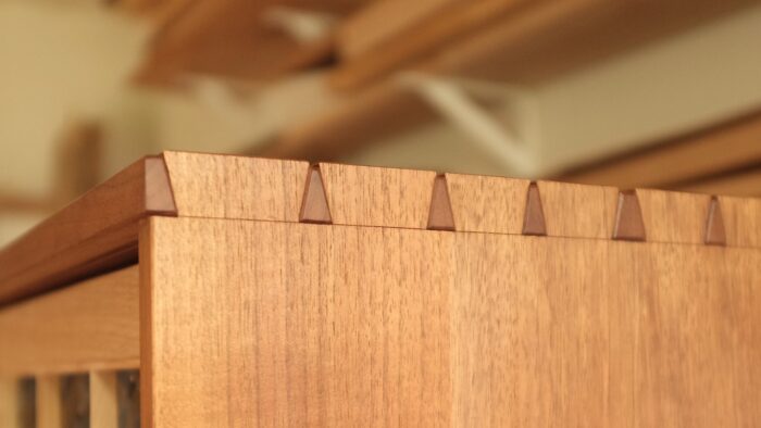 The same photo as before, with the aperture adjusted to place more focus on the dovetails.
