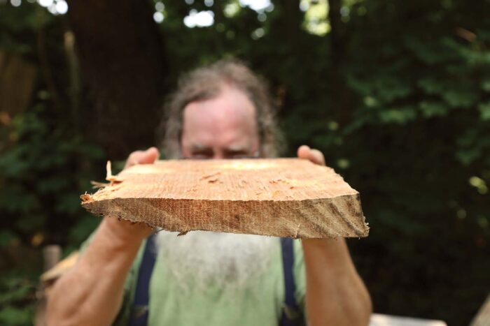 Peter staring down a split board